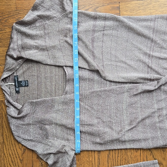 INC Sparkly Tank inside Open Sweater Taupe Silver threads, Medium NWT Bling - Picture 9 of 10